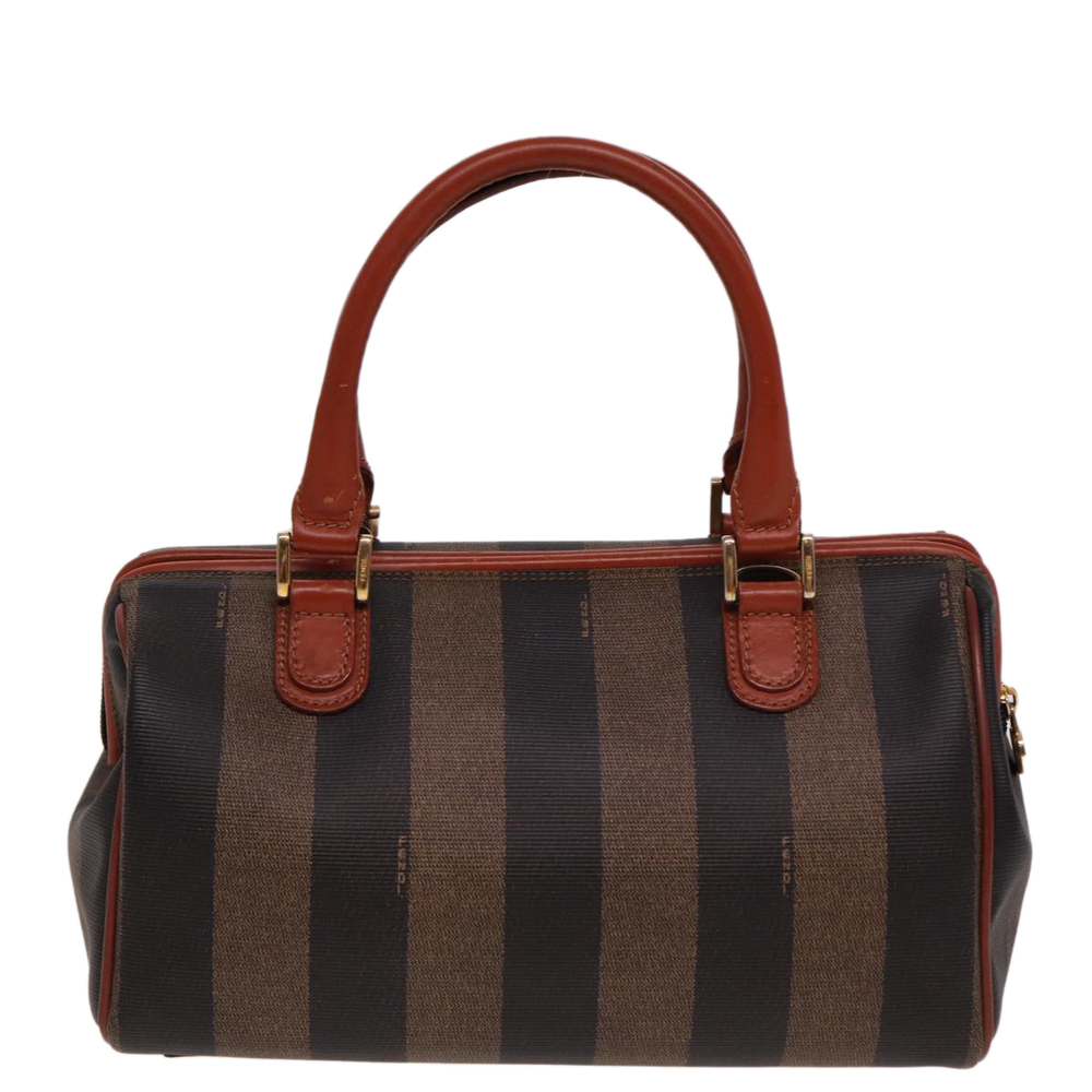 FENDI Pecan Canvas Hand Bag Brown Black Auth yk13082 - Picture 2 of 16